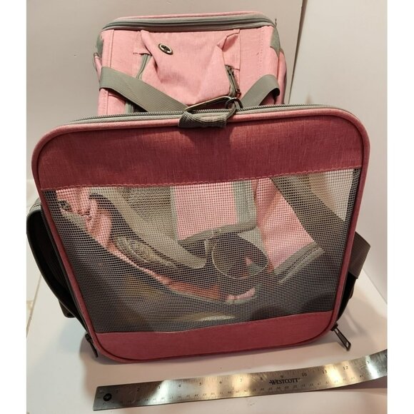 Pink & Grey Small/Medium Pet Carrier 17" x 12" x 12" Soft Sided Travel Approved - Picture 10 of 10